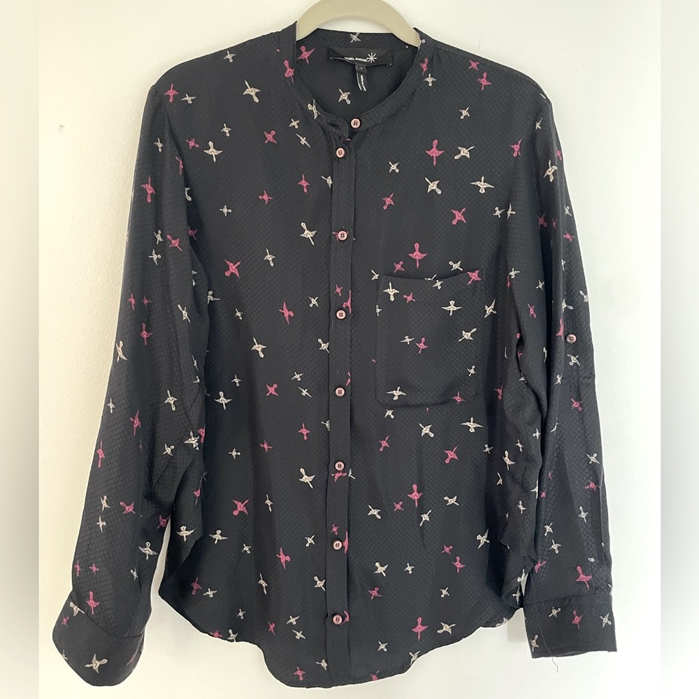 Isabel Marant Women’s Silk Bird Print Blouse, Size 1 or S